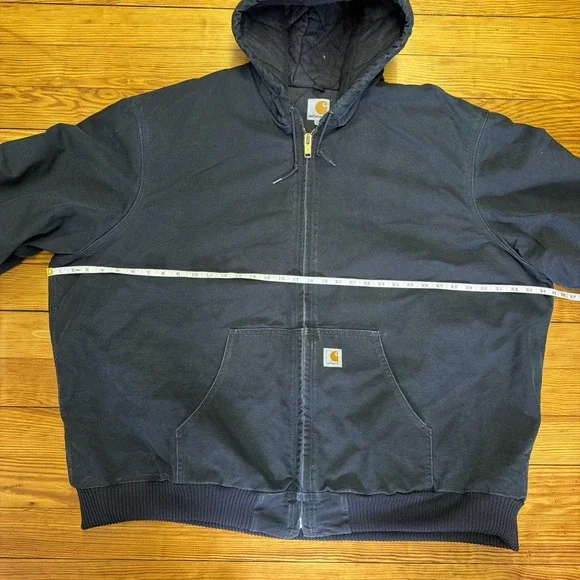 Carhartt Duck Canvas Jacket Mens 4XL Tall J140 Black Hooded Full Zip Made in USA - Picture 12 of 16